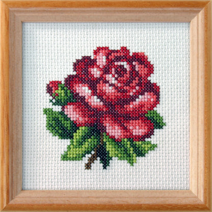 Orchidea red rose floral cross stitch kit design