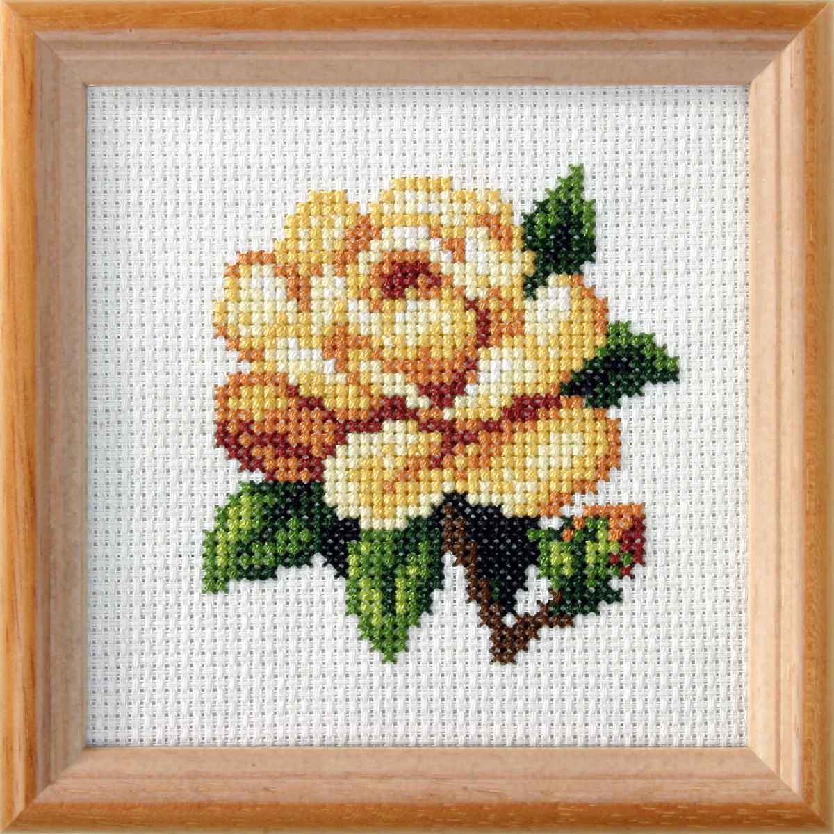 Orchidea yellow rose floral cross stitch kit design