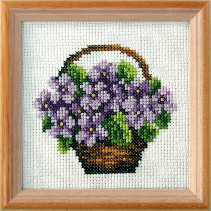 Orchidea violets floral cross stitch kit design