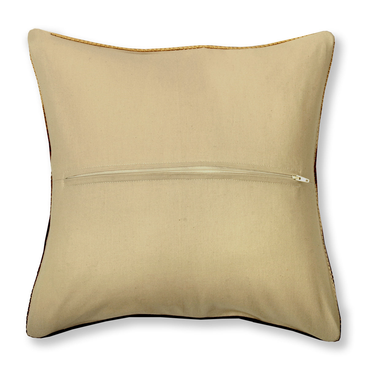 Plain beige cotton cushion back with zip