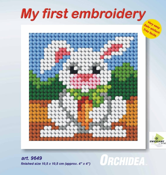 Orchidea My First Embroidery needlepoint kit with printed Rabbit design