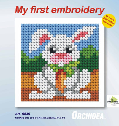 Orchidea My First Embroidery needlepoint kit with printed Rabbit design