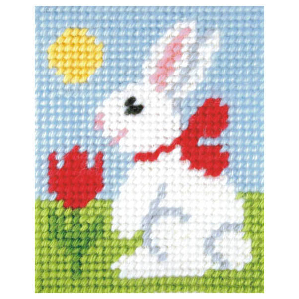 Orchidea My First Embroidery needlepoint kit with printed Easter Bunny design