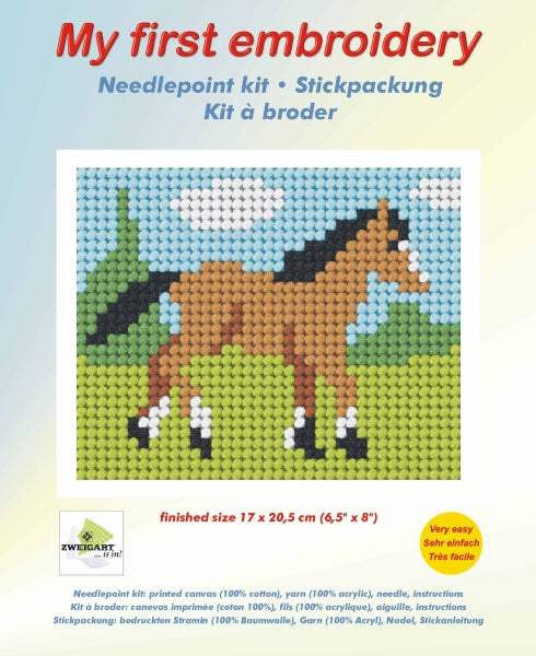Orchidea My First Embroidery needlepoint kit with printed Foal design