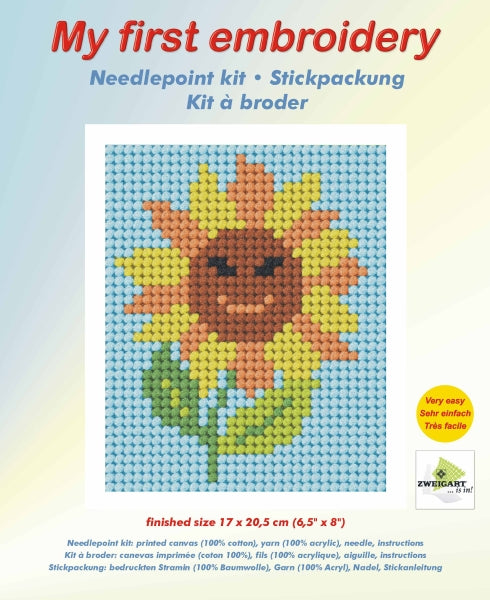 Orchidea My First Embroidery needlepoint kit with printed Sunny Sunflower design