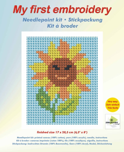 Orchidea My First Embroidery needlepoint kit with printed Sunny Sunflower design
