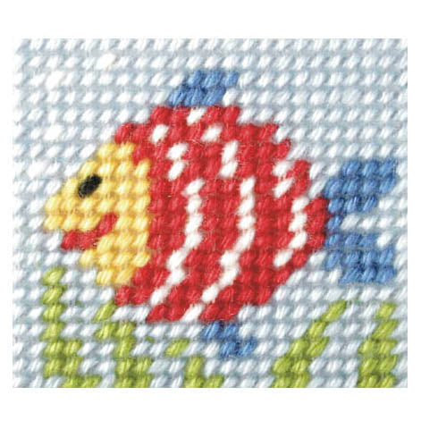 Orchidea My First Embroidery needlepoint kit with printed Rainbow Fish design