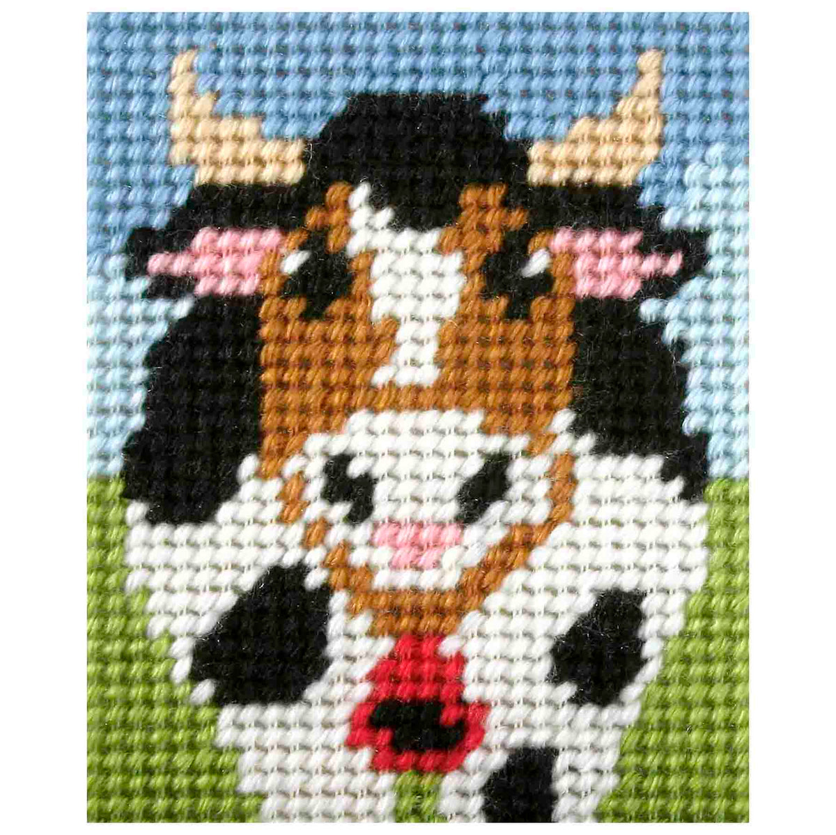 Orchidea My First Embroidery needlepoint kit with printed Alpine Cow design