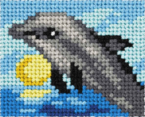 Orchidea My First Embroidery needlepoint kit with printed Dolphin design