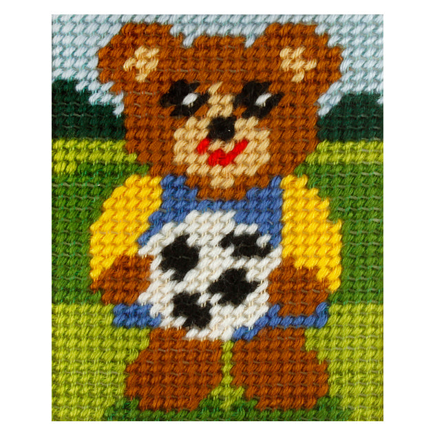 Orchidea My First Embroidery needlepoint kit with printed Boy Bear design