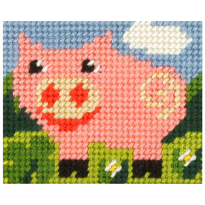 Orchidea My First Embroidery needlepoint kit with printed Pig design