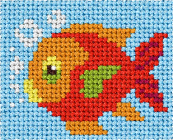 Orchidea My First Embroidery needlepoint kit with printed fish design