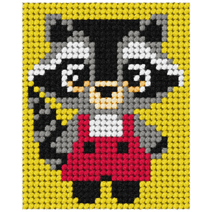 Orchidea My First Embroidery needlepoint kit with printed raccoon design
