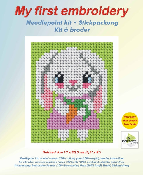 Orchidea My First Embroidery needlepoint kit with printed rabbit design
