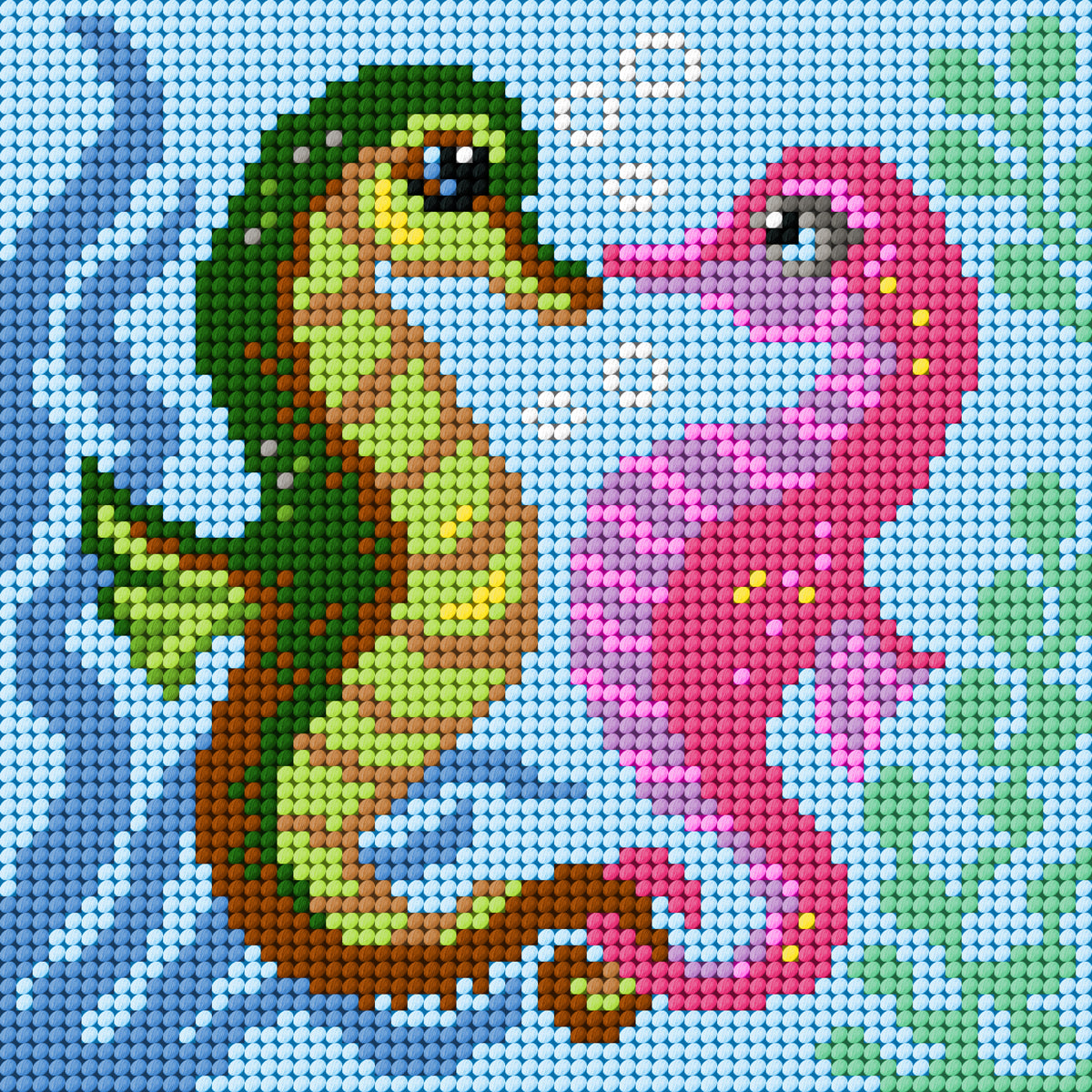 Orchidea beginners needlepoint kit with printed seahorses design