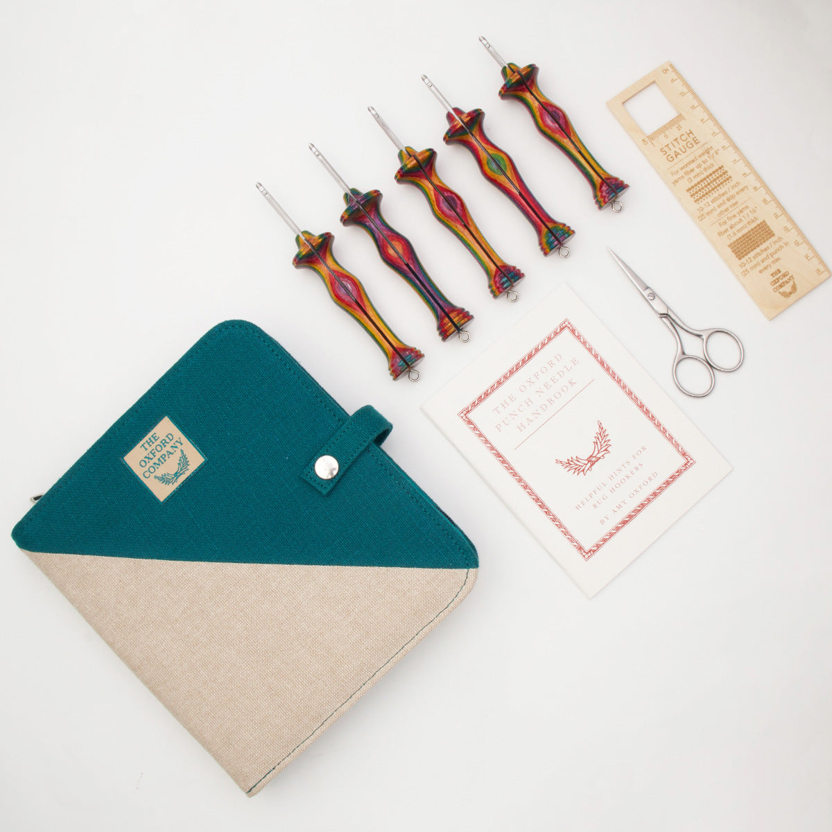 Oxford punch needle set in a zipped cotton tool case