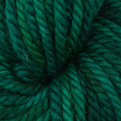 Skein of variegated Evergreen Dark rug weight punch needle wool yarn