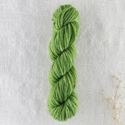 Skein of variegated Leaf Me Alone rug weight punch needle wool yarn