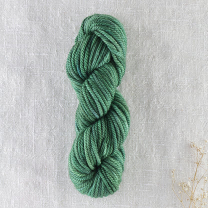 Skein of variegated Club Moss Light rug weight punch needle wool yarn