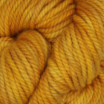Skein of variegated Golden Ticket rug weight punch needle wool yarn