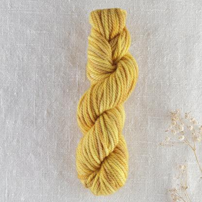 Skein of variegated Lemon Zest rug weight punch needle wool yarn