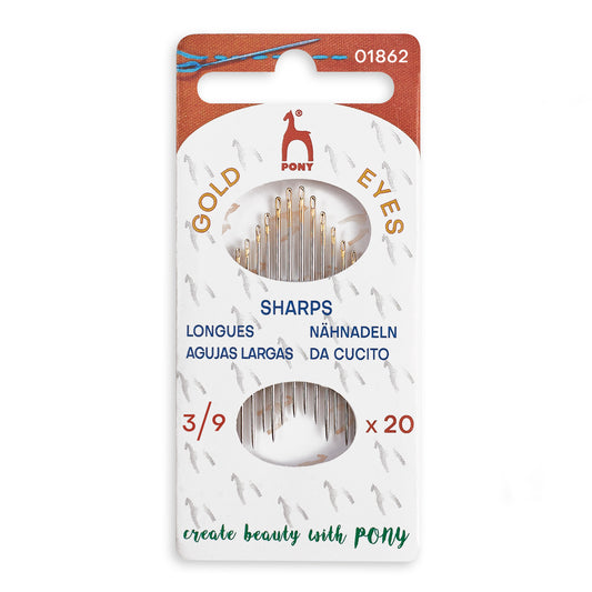 Packet of Pony gold eye sharps hand sewing needles