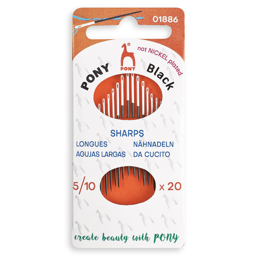 Folder of Pony black sharps needles with white eyes