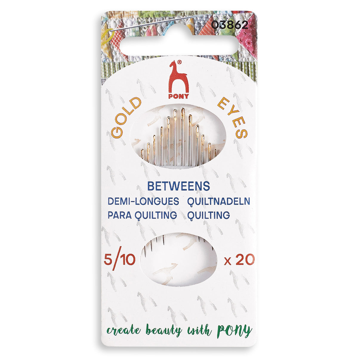 Packet of Pony gold eye betweens hand sewing needles