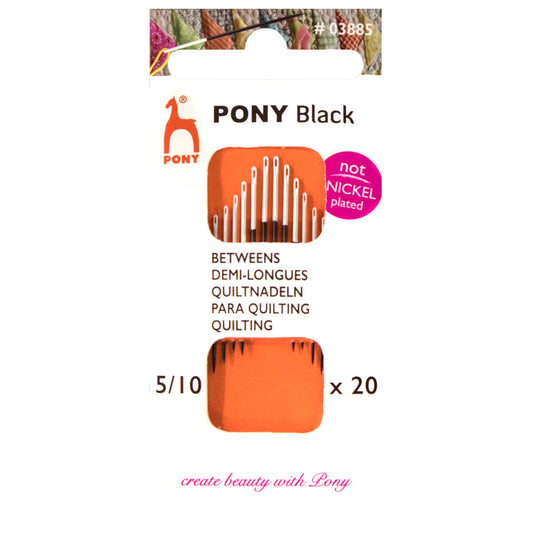 Folder of Pony black betweens needles with white eyes