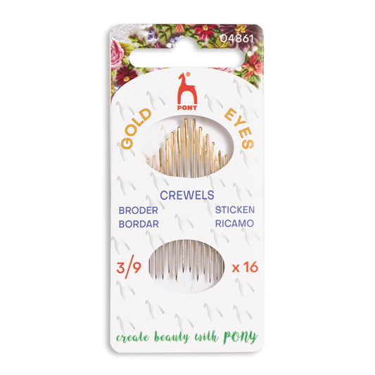 Packet of Pony gold eye crewel hand sewing needles