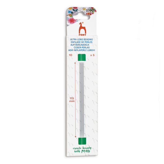 Packet of Pony ultra long gold eye beading needles