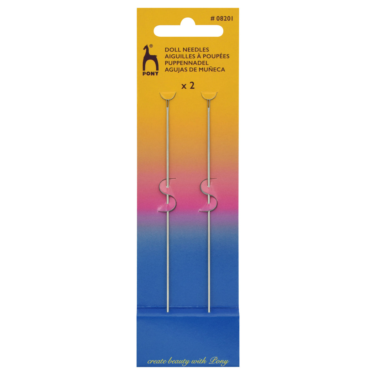 Pony gold eye doll needles in packet