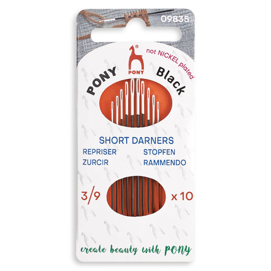 Folder of Pony black darning needles with white eyes
