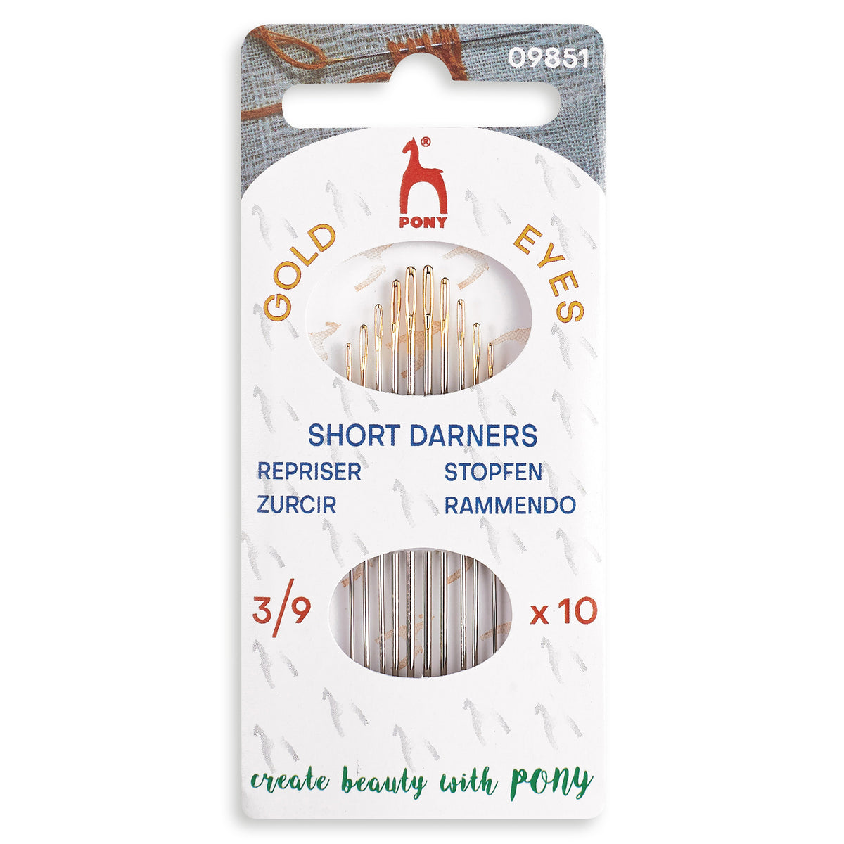 Pack of Pony gold eye darning needles