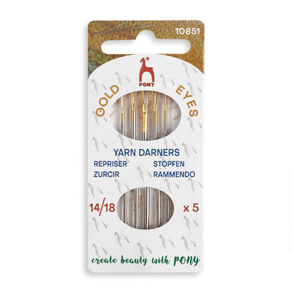 Card of 5 Pony gold eye yarn darning needles