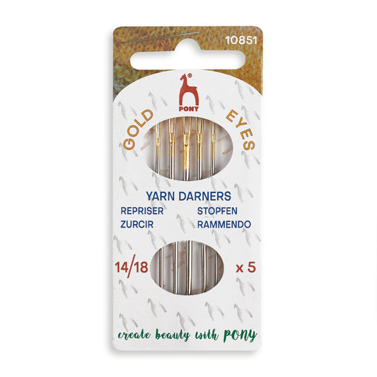 Card of 5 Pony gold eye yarn darning needles