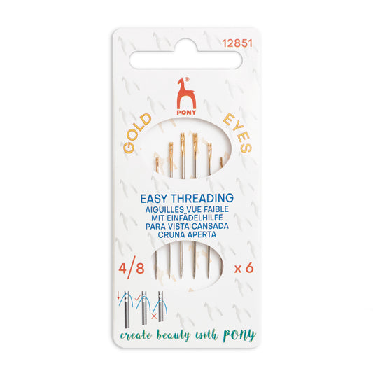 Pack of Pony gold eye easy thread hand sewing needles
