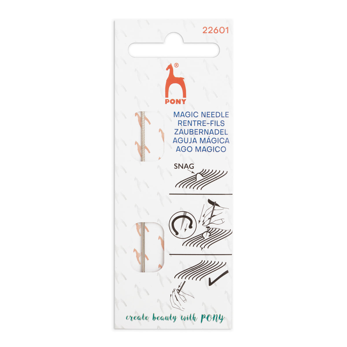 Pony anti-snag repair needle in its packet