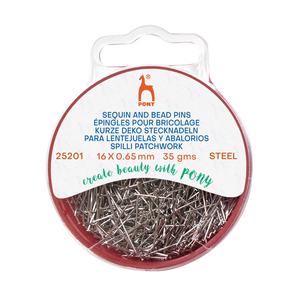 Pack of Pony short steel sequin pins
