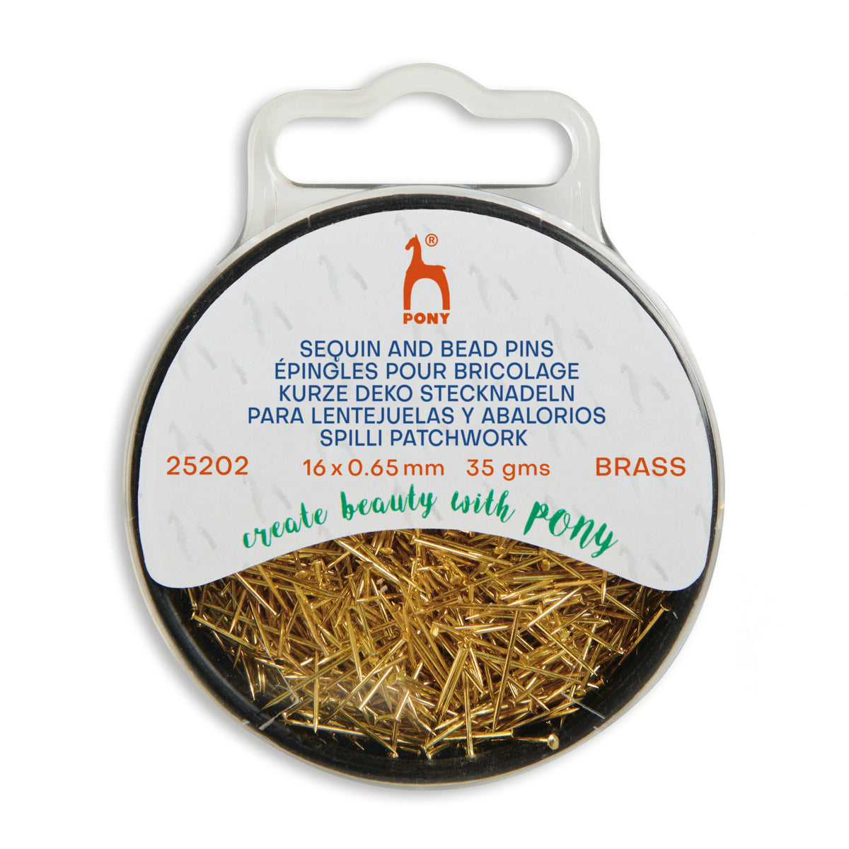 Pack of Pony short brass sequin pins