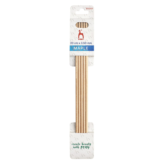 Set of 5 Pony maple wood double pointed knitting needles, 3.5mm