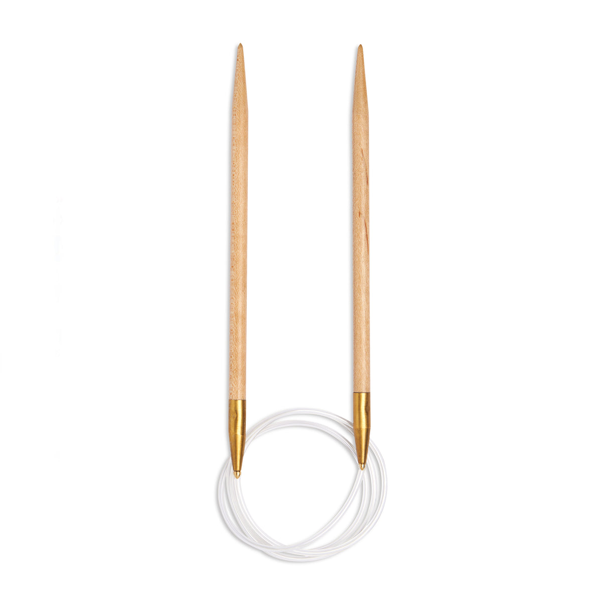 Pony maple wood fixed circular knitting needle with clear cable, 6mm
