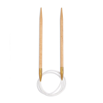 Pony maple wood fixed circular knitting needle with clear cable, 6mm