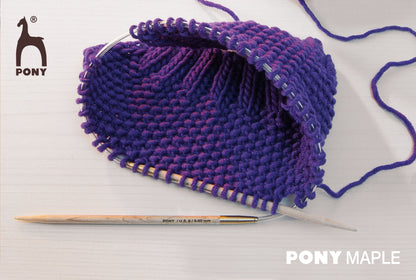 Pony maple wood circular knitting needles with clear cable, 8mm