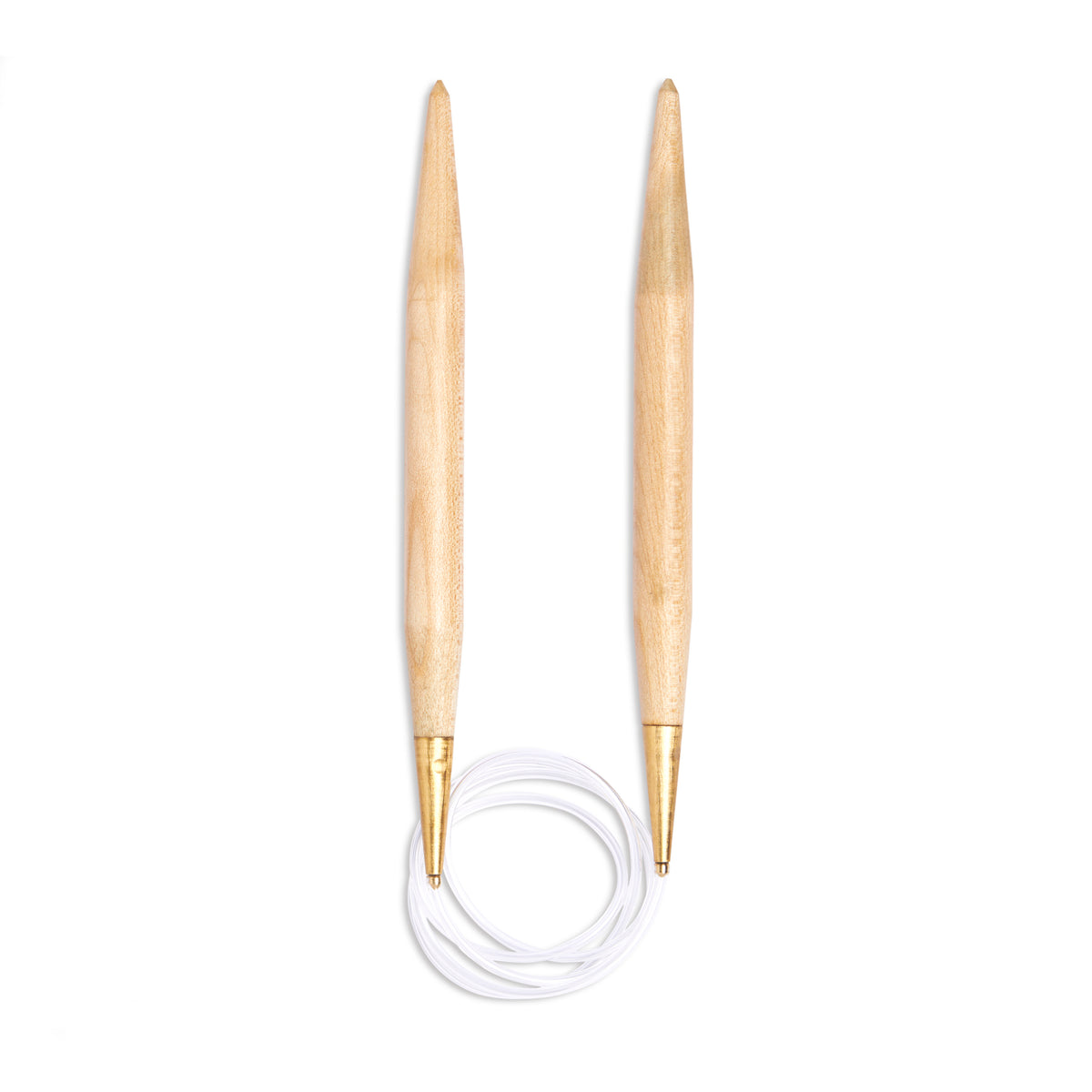 Pony maple wood circular knitting needles with clear cable, 10mm