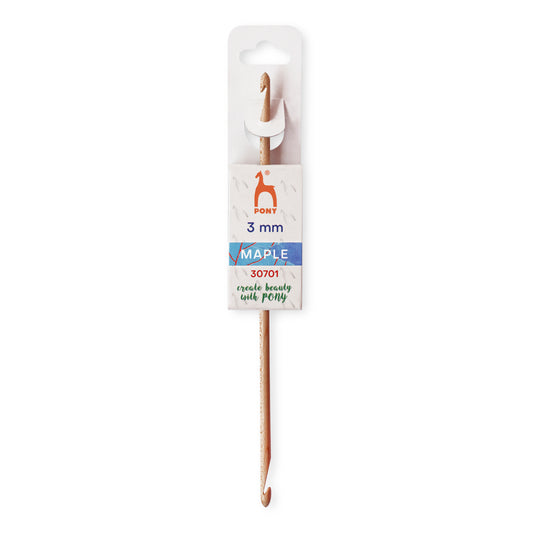Pony maple wooden double-ended crochet hook, 3mm