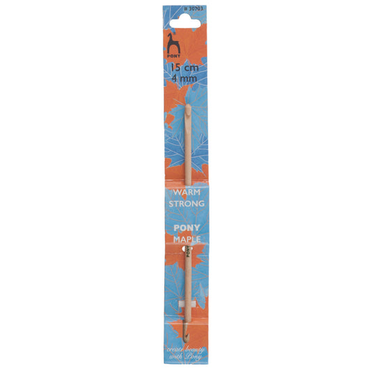 Pony maple wooden double-ended crochet hook, 4mm