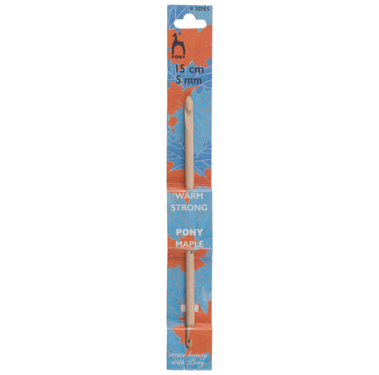 Pony maple wooden double-ended crochet hook, 5mm