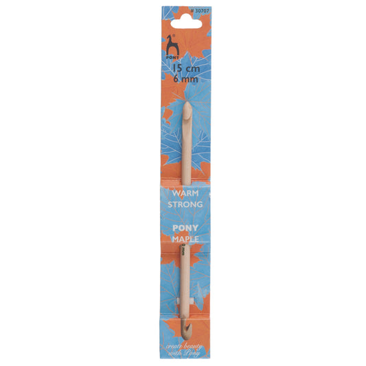 Pony maple wooden double-ended crochet hook, 6mm