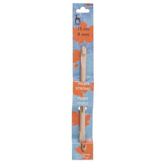 Pony maple wooden double-ended crochet hook, 8mm